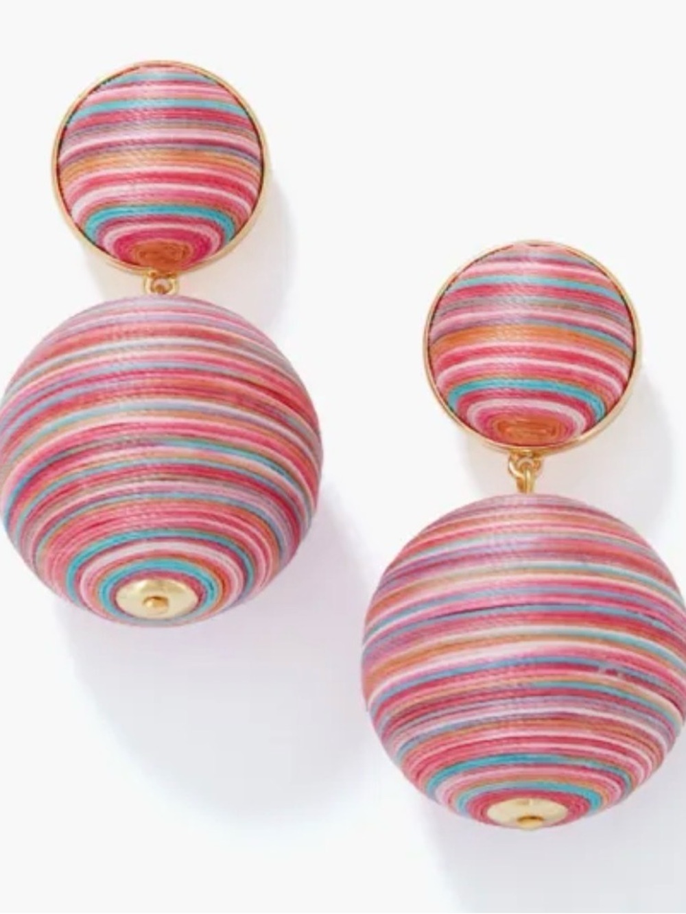 Tuckernuck NWT Striped Pink Rainbow Lantern Earrings